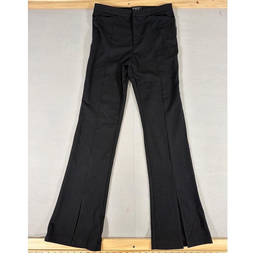 Lulus Womens Black Flare Leg Pants Slit Hem Dress Trousers Size Large NWT